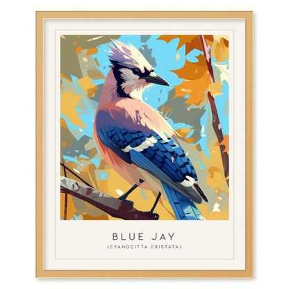 Blue Jay Songbird Modern Framed Wall Art | Cottagecore Minimalist Nature Wildlife Poster | Audubon Scientific Farm House Decor Print