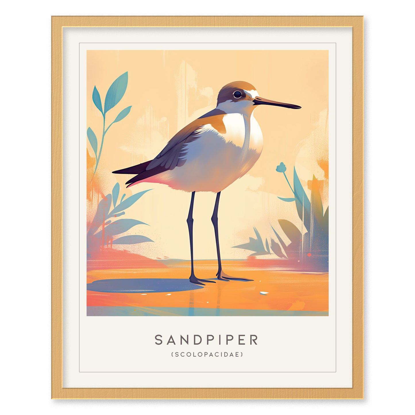 Sandpiper Poster | Beach Bird Art | Coastal Shorebird Wall Print Gift