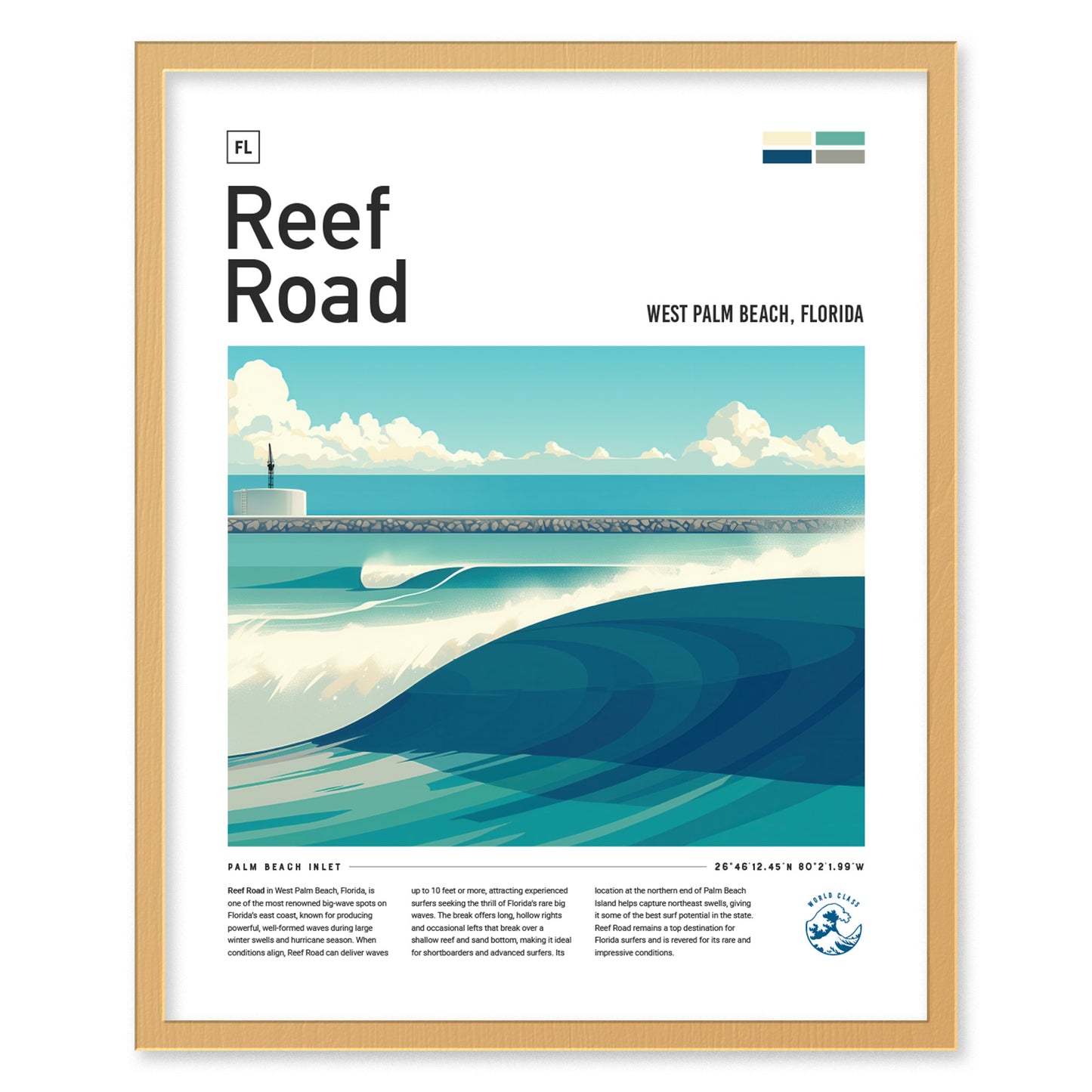 Reef Road Wave Poster | Florida Surf Spot Art | Minimalist Ocean Gift