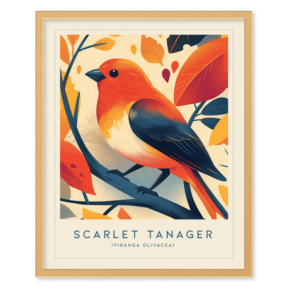 Scarlet Tanager Bird Poster | Audubon Songbird Art Birdwatcher Gift