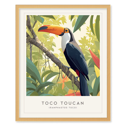 Toco Toucan Framed Poster | Tropical Bird Lover Modern Wall Art | South America Nature Print | Rainforest Decor