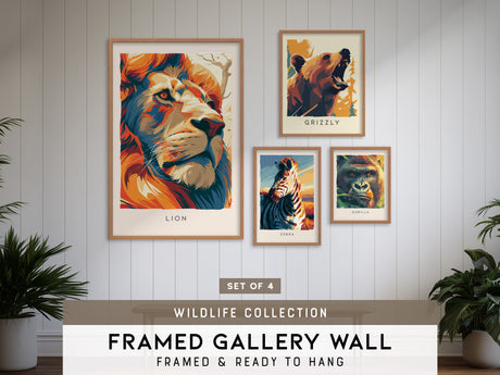 Wildlife Gallery Wall | Set of 4 | Wildlife Art Prints | Living Room Decor