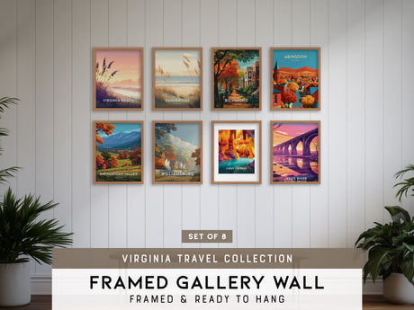 Virginia Gallery Wall | Williamsburg & Luray Caverns | Set of 8 Matching Framed Prints
