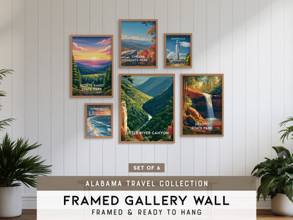 Alabama Travel Gallery Wall | Set of 6 | Travel Art Prints | Mixed Size Frames
