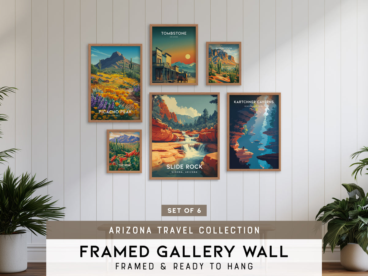 Arizona Travel Gallery Wall | Set of 6 | Travel Art Prints | Mixed Size Frames