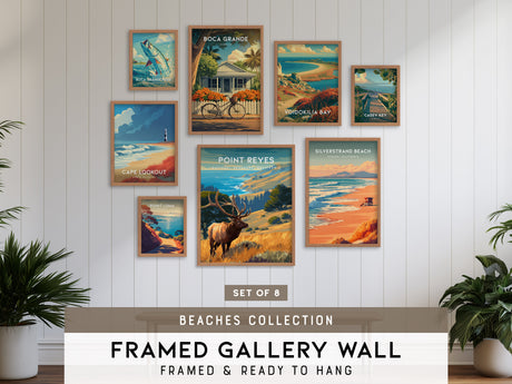Beaches Collection Gallery Wall | Set of 8 | Framed Gallery Set | Coastal Wall Art Bundle