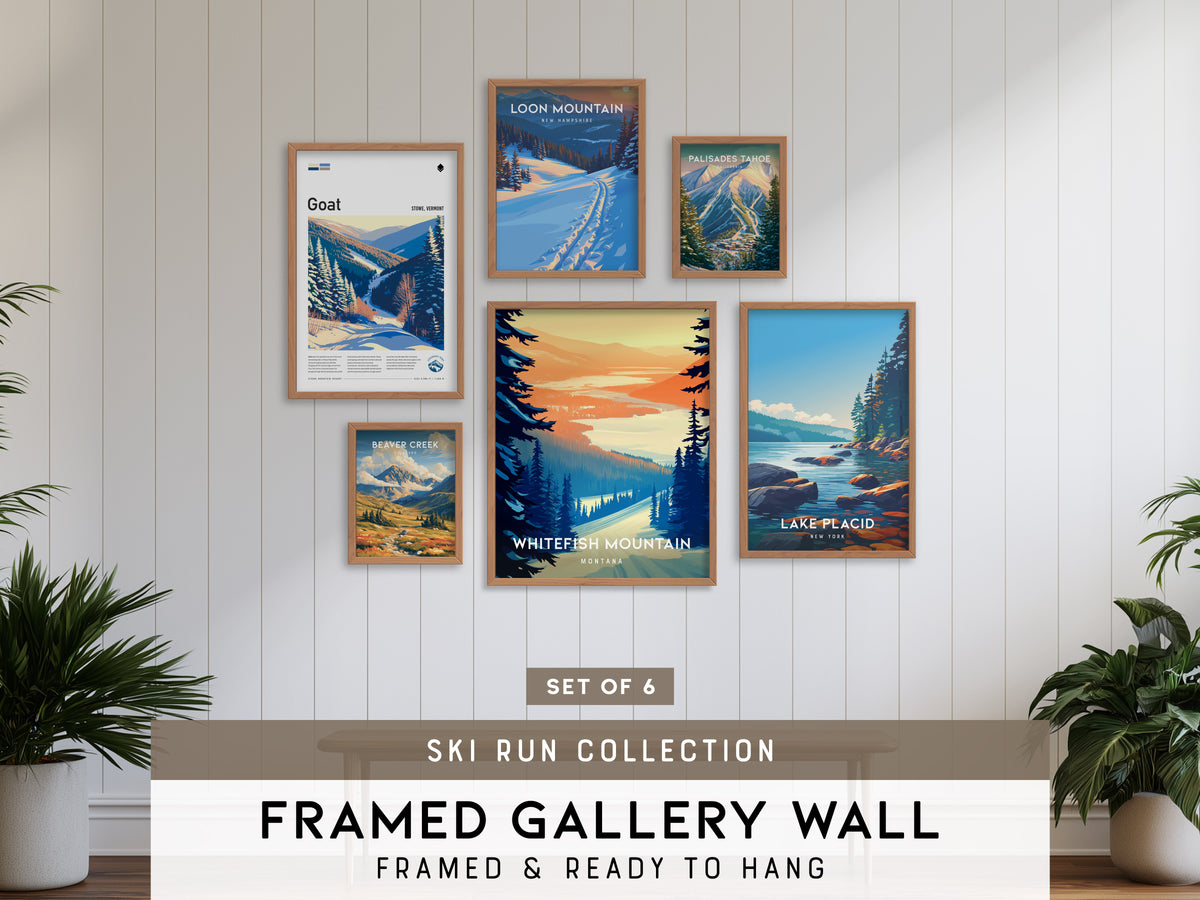 Ski Run Collection | Gallery Wall Set of 6 | Framed Wall Decor | Wall Art Bundle