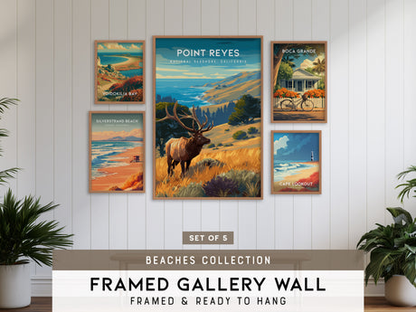 Beaches Collection Gallery Wall | Set of 5 | Multi Piece Wall Art | Coastal Art Print Bundle
