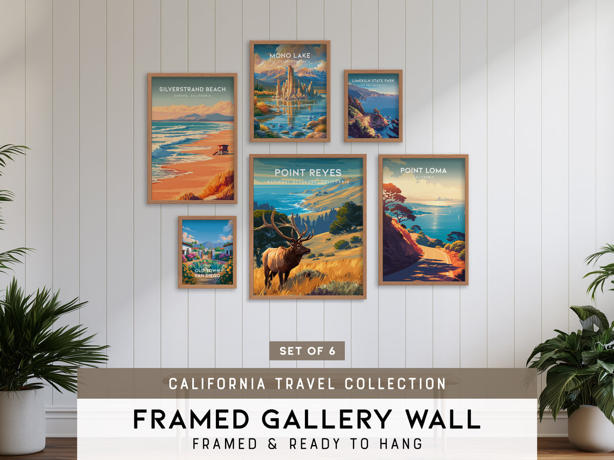 California Travel Collection | Gallery Wall Set of 6 | Ready to Hang Gallery Wall | Wall Art Bundle