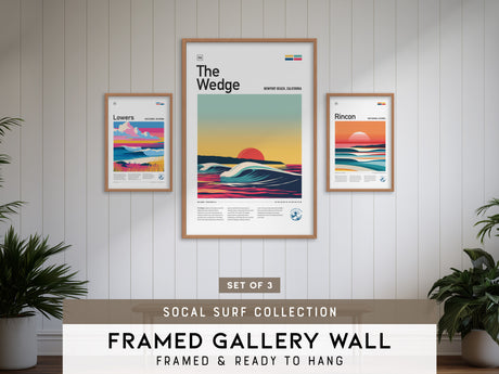 Southern California Surf Gallery Wall | Set of 3 | Surf Art Prints | Housewarming Gift