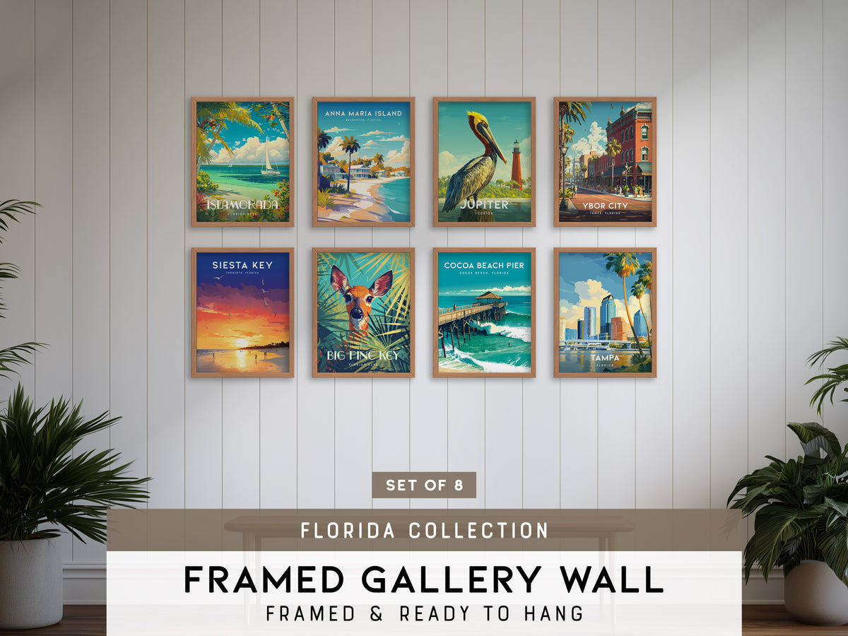 Florida Gallery Wall | Set of 8 | Art Print Set | Bedroom Wall Art