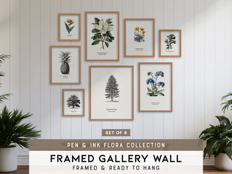 Pen & Ink Gallery Wall | Set of 8 | Pen and Ink Art | Large Wall Set