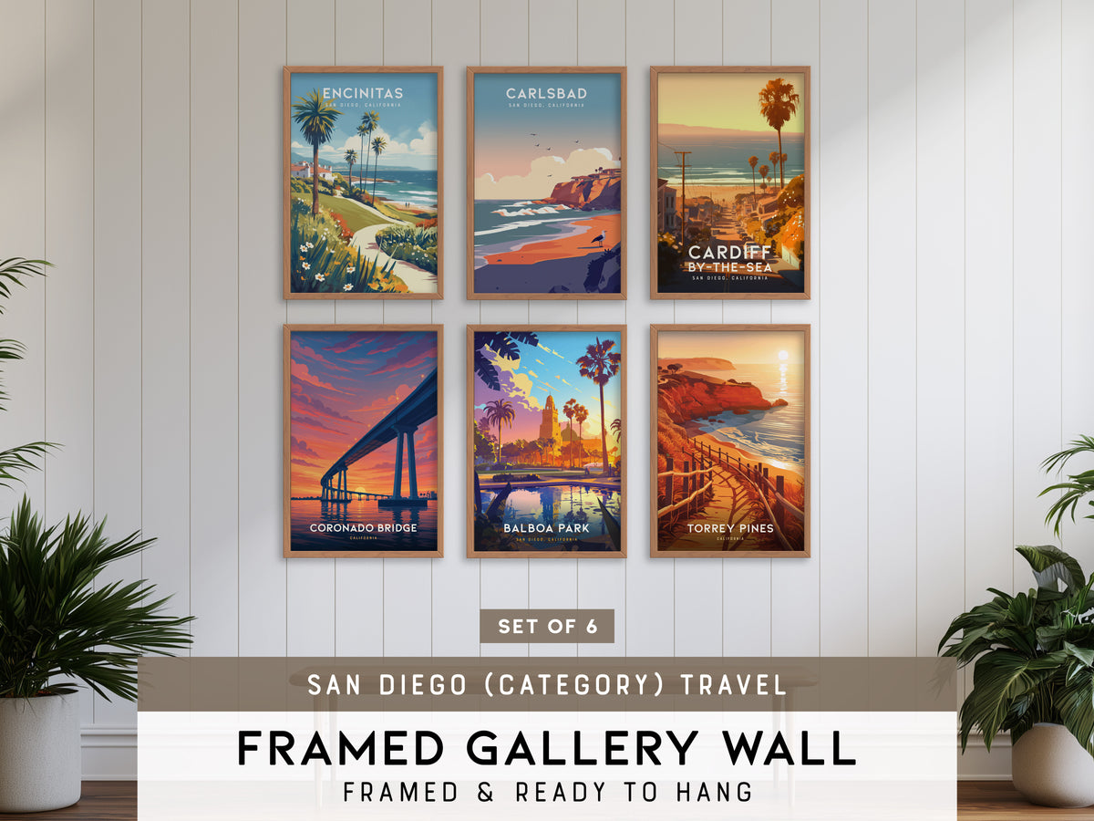 San Diego (category) Travel Gallery Wall | Set of 6 | Travel Art Prints | Gallery Wall Kit