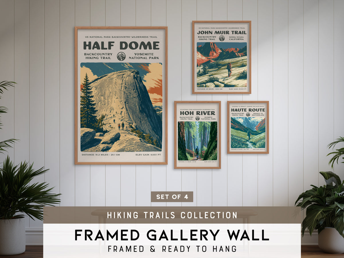 Hiking Trails Collection | Gallery Wall Set of 4 | Curated Gallery Wall | Framed Print Set