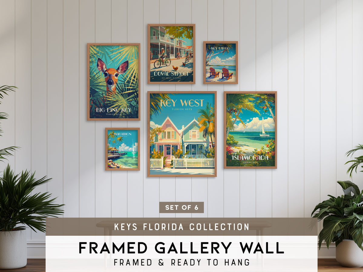 Keys Florida Gallery Wall | Set of 6 | Art Print Set | Mixed Size Frames