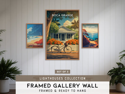 Lighthouses Gallery Wall | Set of 3 | Lighthouse Art | Housewarming Gift