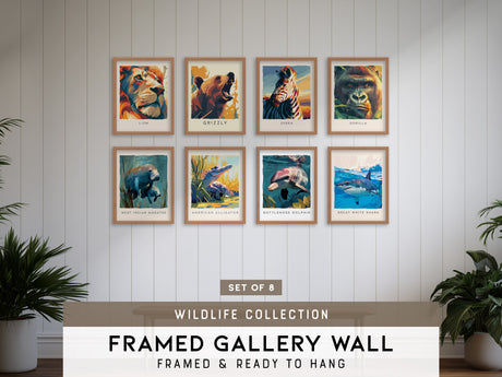 Wildlife Gallery Wall | Set of 8 | Wildlife Art Prints | Bedroom Wall Art