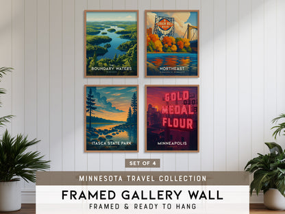 Minnesota Gallery Wall | Itasca State Park & Minneapolis | Set of 4 Matching Framed Prints