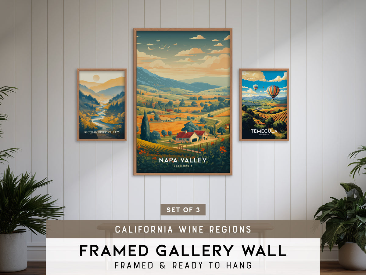 California Wine Country Gallery Wall | Napa Valley | Set of 3 Framed Prints