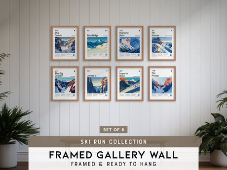 Ski Run Gallery Wall | Set of 8 | Ski Art Prints | Bedroom Wall Art