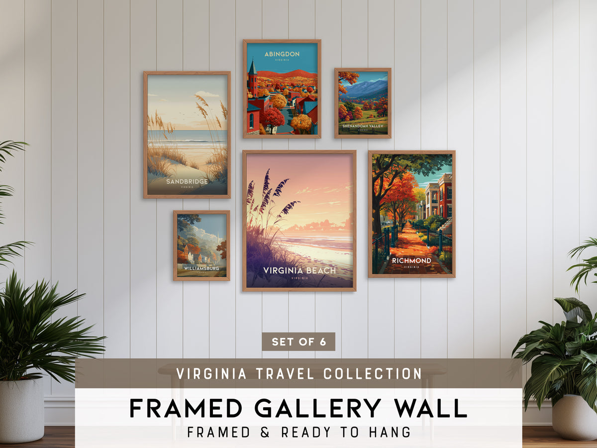 Virginia Gallery Wall | Abingdon, Shenandoah Valley & Williamsburg | Set of 6 Framed Prints