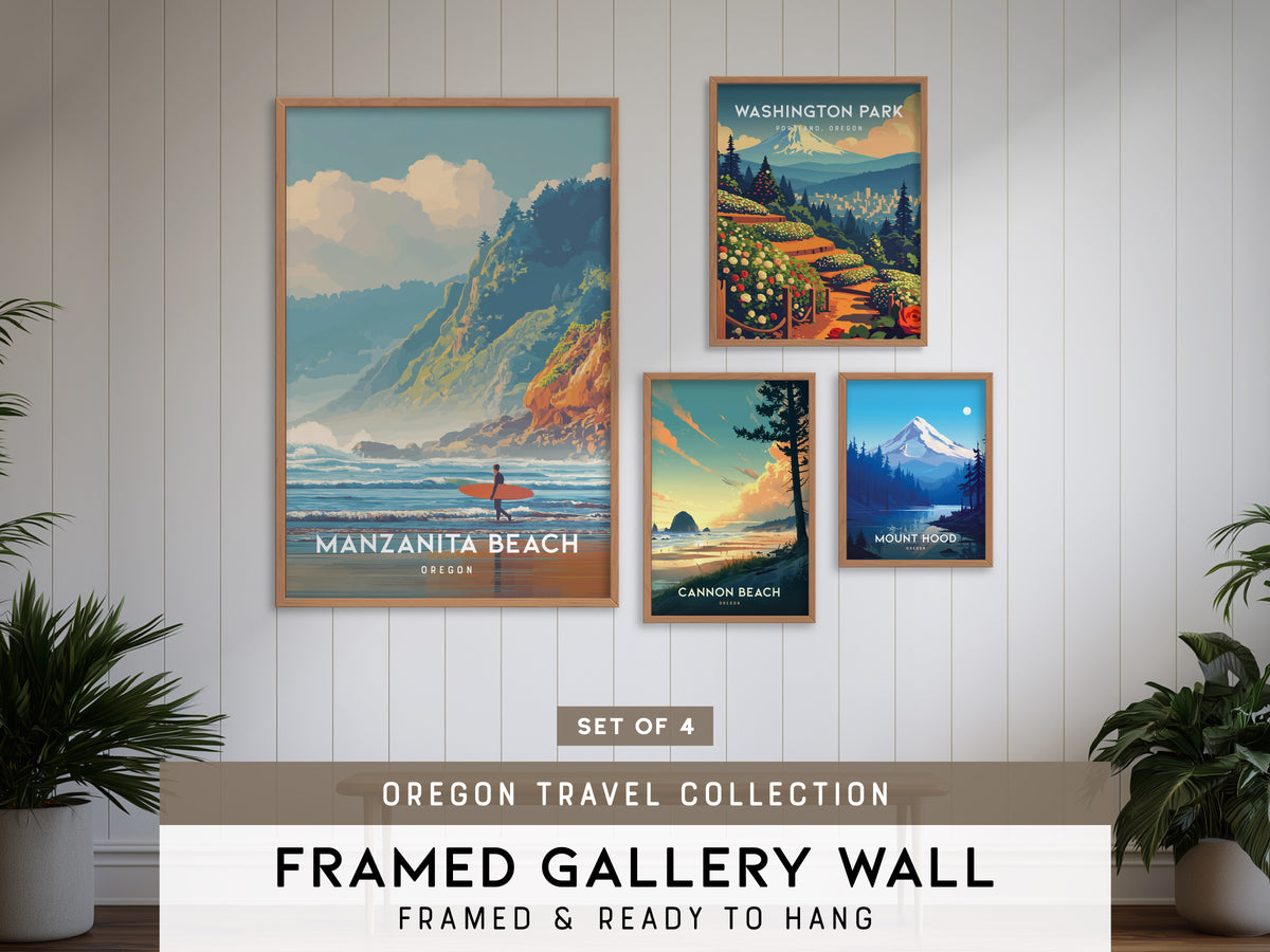 Oregon Gallery Wall | Washington Park, Cannon Beach & Mount Hood | Set of 4 Framed Prints