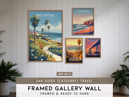 San Diego (category) Travel Gallery Wall | Set of 4 | Travel Art Prints | Living Room Decor