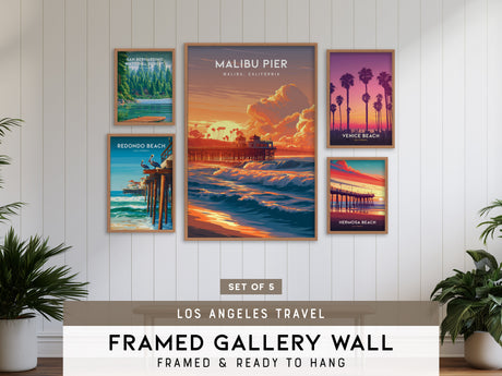 Los Angeles Travel Gallery Wall | Set of 5 | Travel Art Prints | Office Wall Art
