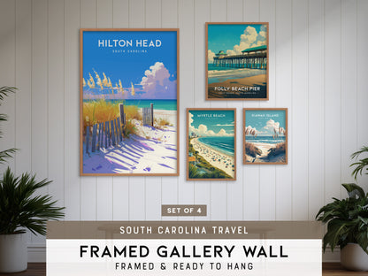 South Carolina Gallery Wall | Folly Beach Pier & Myrtle Beach | Set of 4 Framed Prints