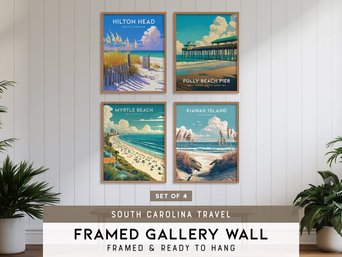 South Carolina Gallery Wall | Myrtle Beach & Kiawah Island | Set of 4 Matching Framed Prints