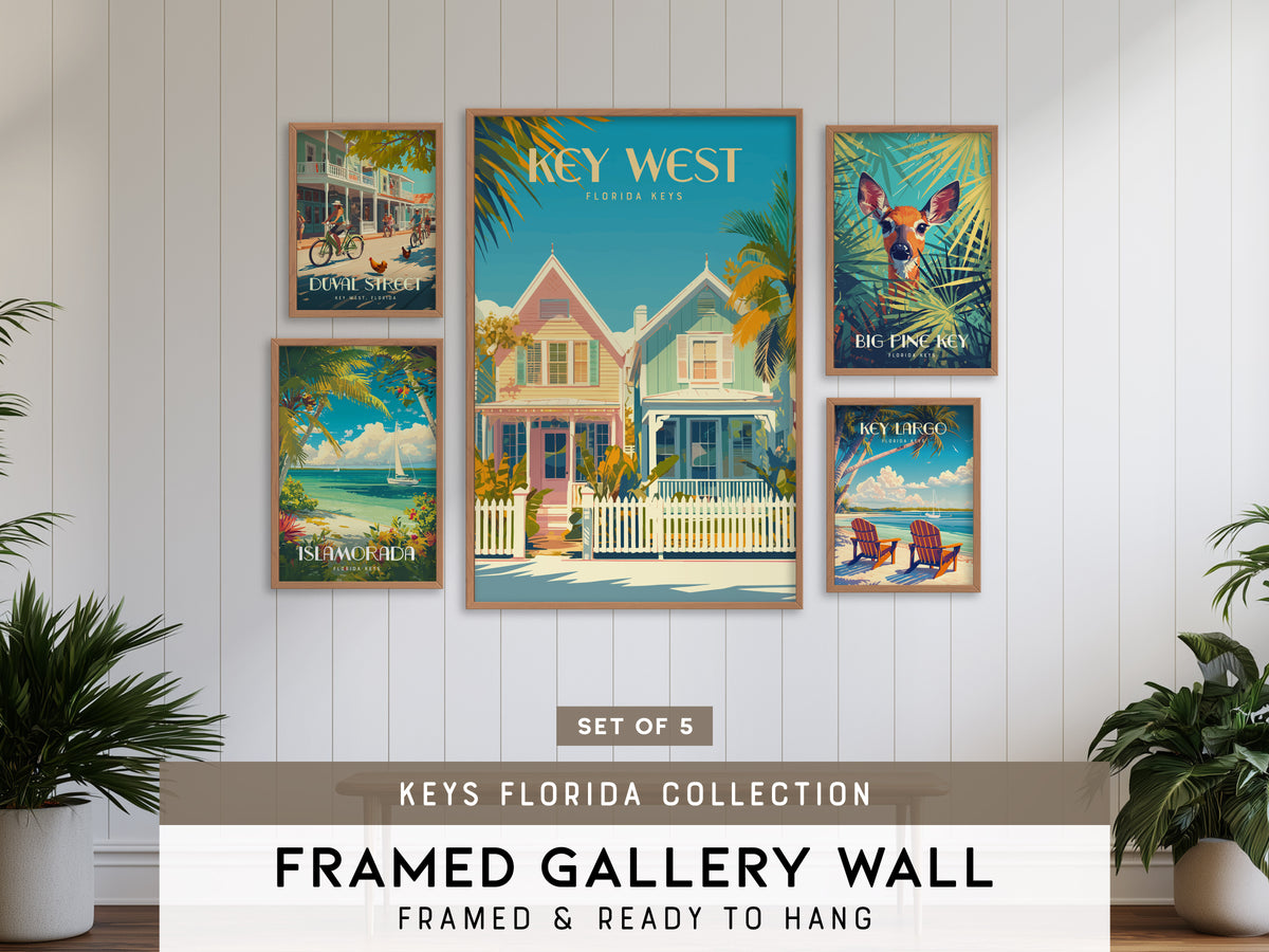 Keys Florida Gallery Wall | Set of 5 | Art Print Set | Office Wall Art