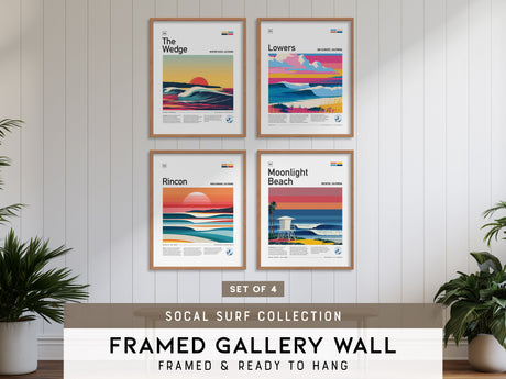 Southern California Surf Gallery Wall | Set of 4 | Surf Art Prints | Matching Prints