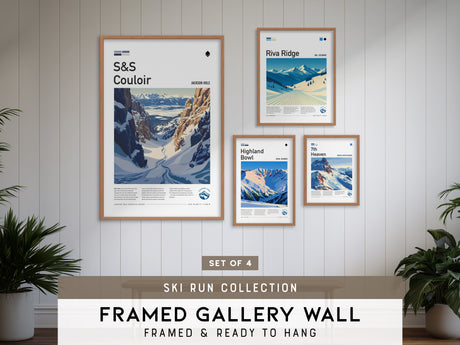 Ski Run Gallery Wall | Set of 4 | Ski Art Prints | Living Room Decor