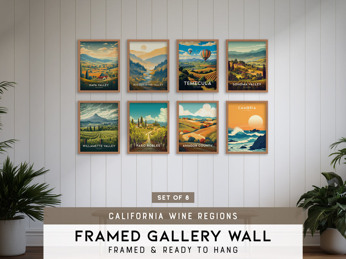 California Wine Country Gallery Wall | Paso Robles | Set of 8 Matching Framed Prints