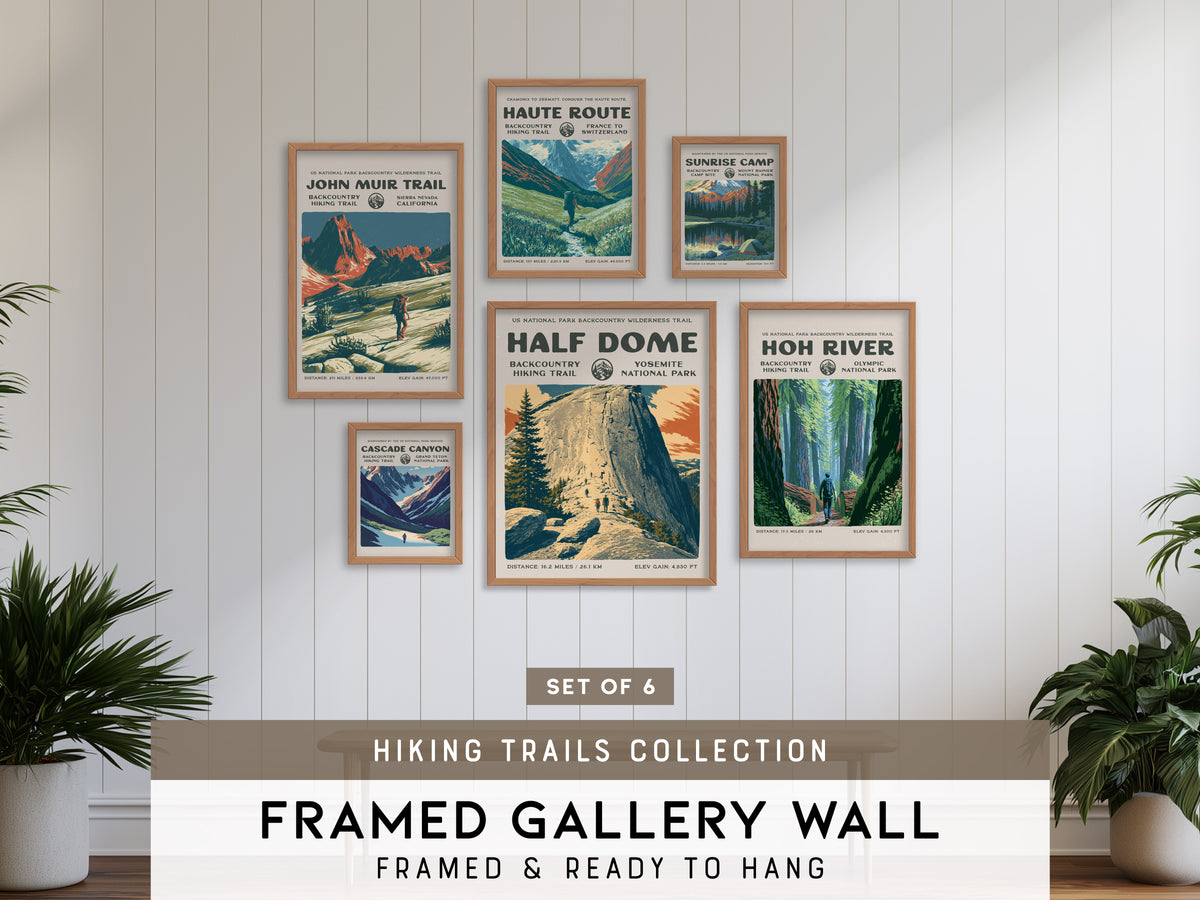 Hiking Trails Collection | Gallery Wall Set of 6 | Ready to Hang Gallery Wall | Framed Wall Decor