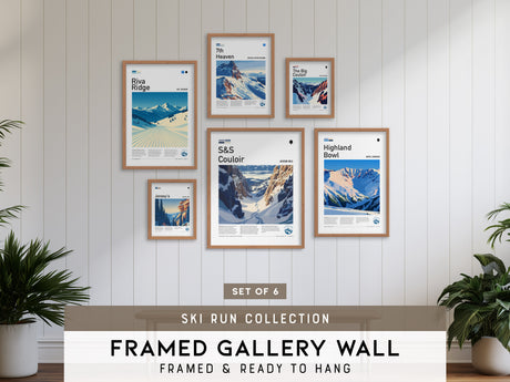 Ski Run Gallery Wall | Set of 6 | Ski Art Prints | Mixed Size Frames