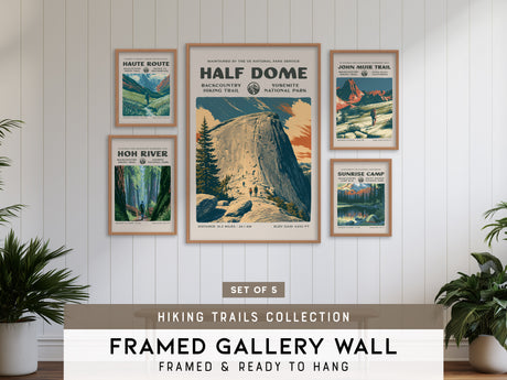 Hiking Trails Collection | Gallery Wall Set of 5 | Curated Gallery Wall | Framed Print Set