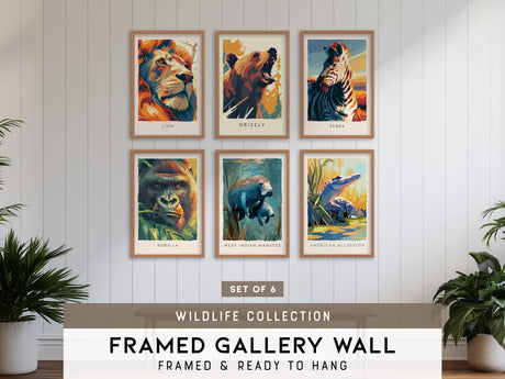 Wildlife Gallery Wall | Set of 6 | Wildlife Art Prints | Gallery Wall Kit