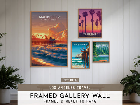Los Angeles Travel Gallery Wall | Set of 4 | Travel Art Prints | Living Room Decor