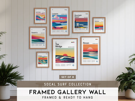 Southern California Surf Gallery Wall | Set of 8 | Surf Art Prints | Large Wall Set