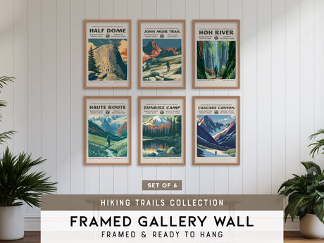 Hiking Trails Collection | Gallery Wall Set of 6 | Curated Gallery Wall Framed Print Set
