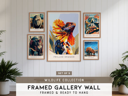 Wildlife Gallery Wall | Set of 5 | Wildlife Art Prints | Office Wall Art