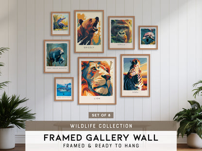 Wildlife Collection Gallery Wall | Set of 8 Wall Art Collection | Framed Wall Decor
