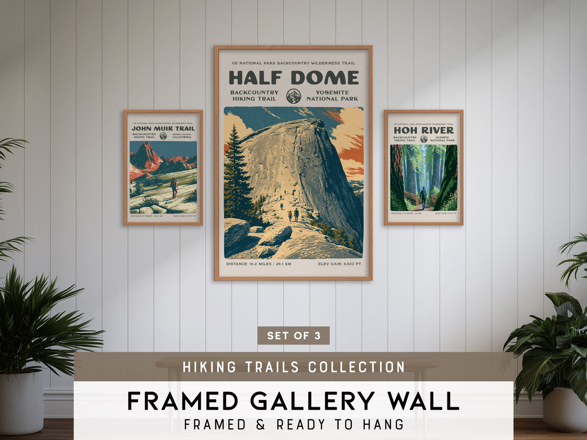 Hiking Trails Collection | Gallery Wall Set of 3 | Framed Art Set