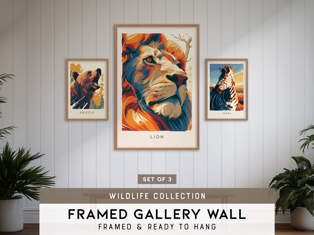 Wildlife Collection Gallery Wall | Set of 3 Framed Art Set | Curated Wall Decor