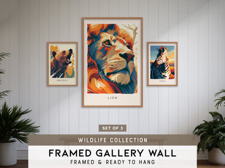 Wildlife Collection Gallery Wall | Set of 3 Framed Art Set | Curated Wall Decor