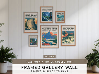 California Trails Gallery Wall | Mount Whitney & Guitar Lake | Set of 6 Framed Trail Prints
