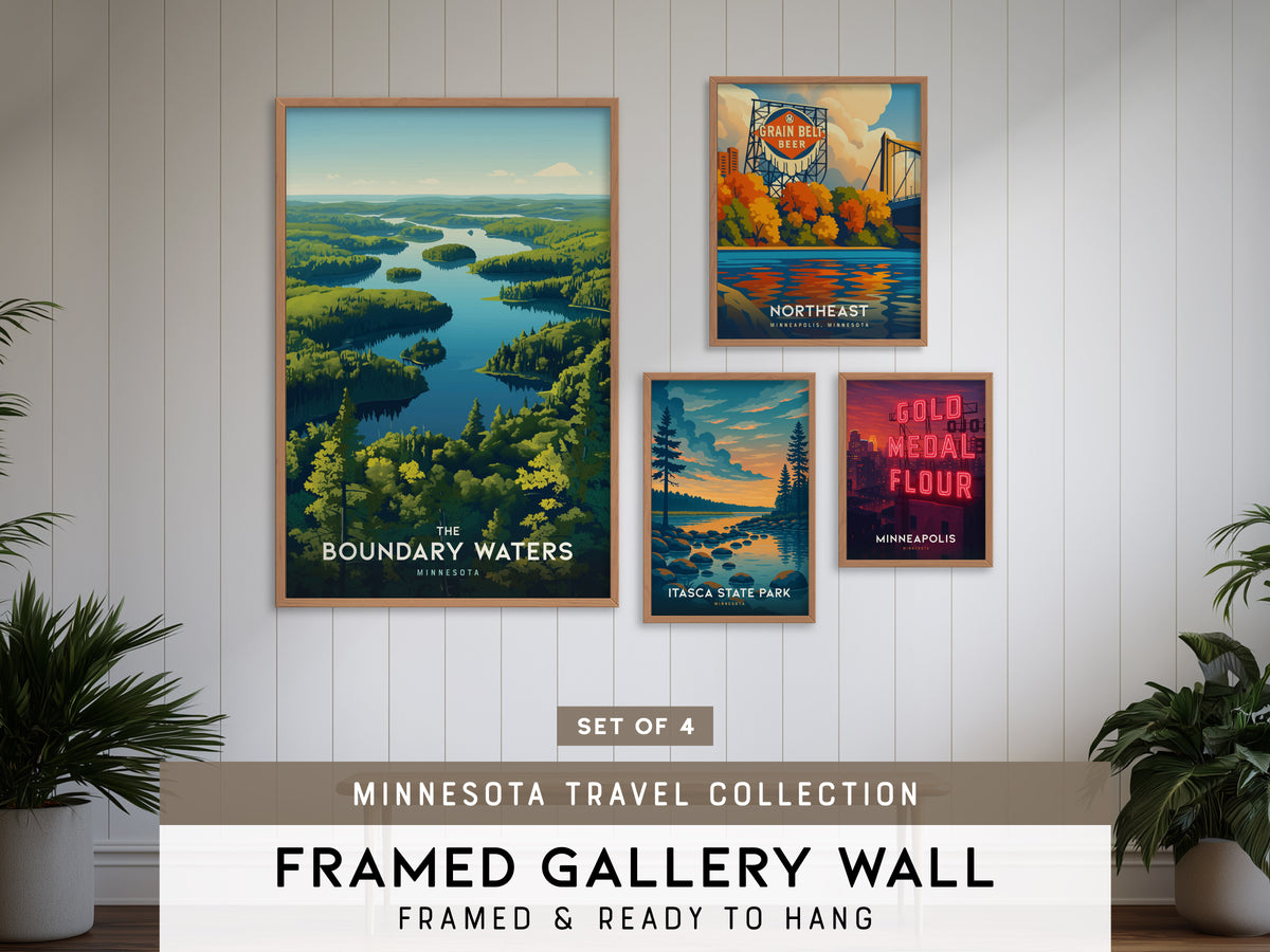 Minnesota Gallery Wall | Northeast, Itasca State Park & Minneapolis | Set of 4 Framed Prints