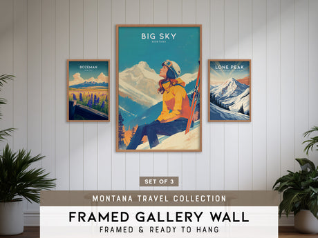 Montana Gallery Wall | Big Sky, Bozeman & Lone Peak | Set of 3 Framed Prints