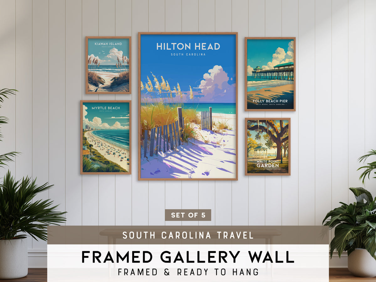 South Carolina Gallery Wall | Myrtle Beach, Kiawah Island & Garden | Set of 5 Framed Prints